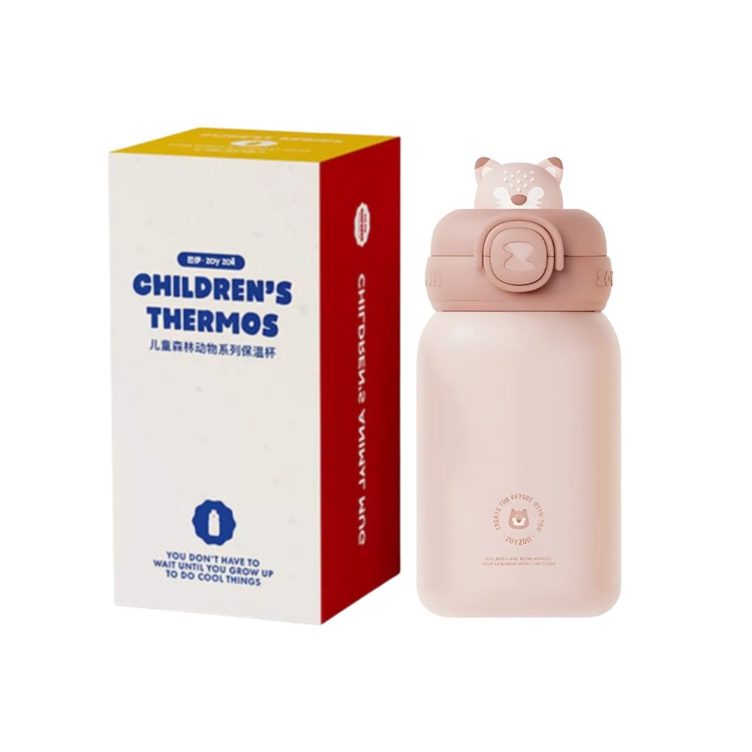 Bình Giữ Nhiệt Cho Bé Zoyzoii Animal Series Thermos Cup E8- Mèo Hồng