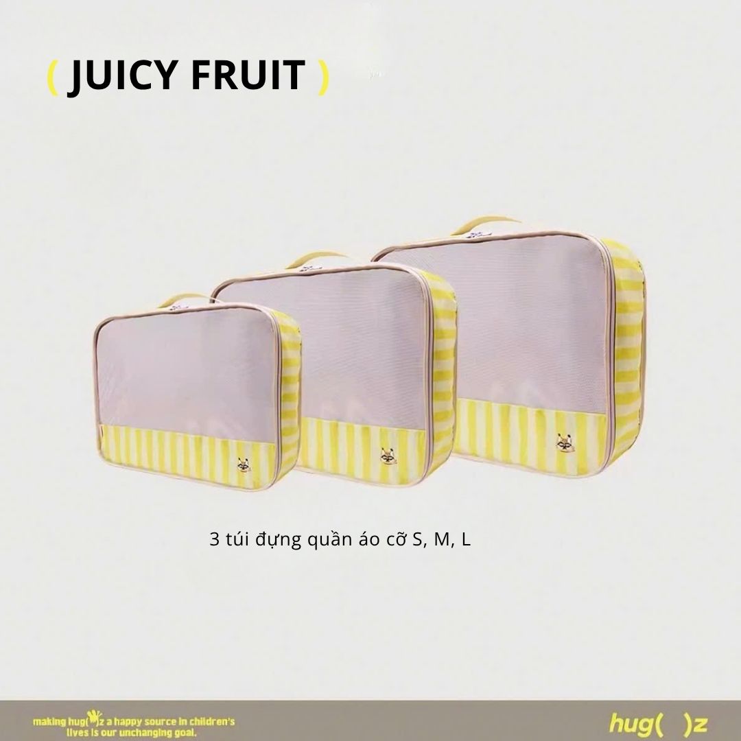Combo 3 Túi Đựng Đồ Du Lịch Gấp Gọn Hugz- Juicy Fruit