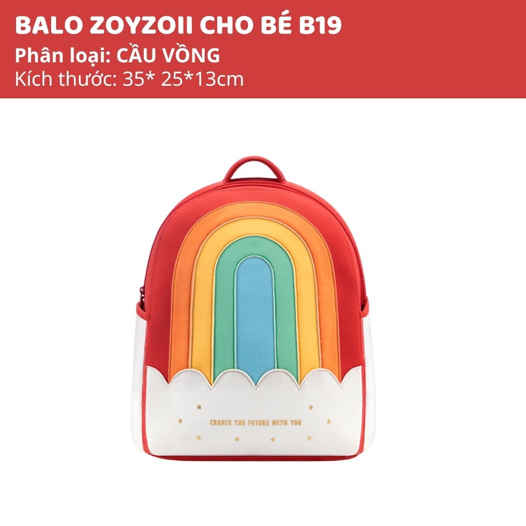 Balo Cho Bé Tiểu Học Zoyzoii Kids Backpack B19 Cầu Vồng