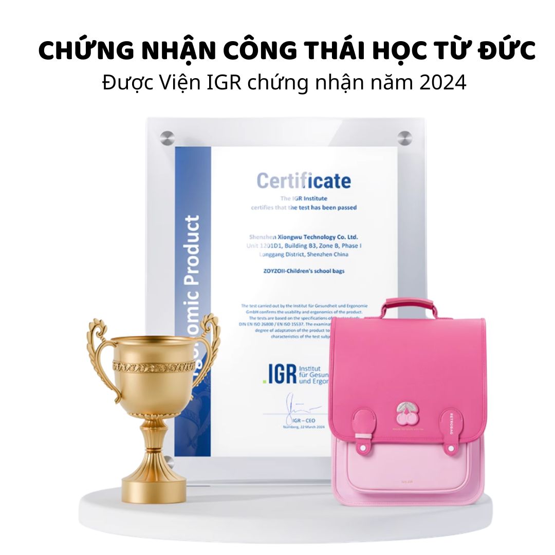 Balo Chống Gù Cho Bé Tiểu Học Zoyzoii Vintage Backpack B33 Quả Cherry