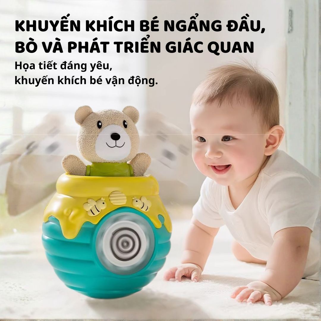 Lật Đật Hình Gấu Phát Nhạc Cho Bé Tập Bò Goodway Pop-up Bear- Màu Vàng 3m+