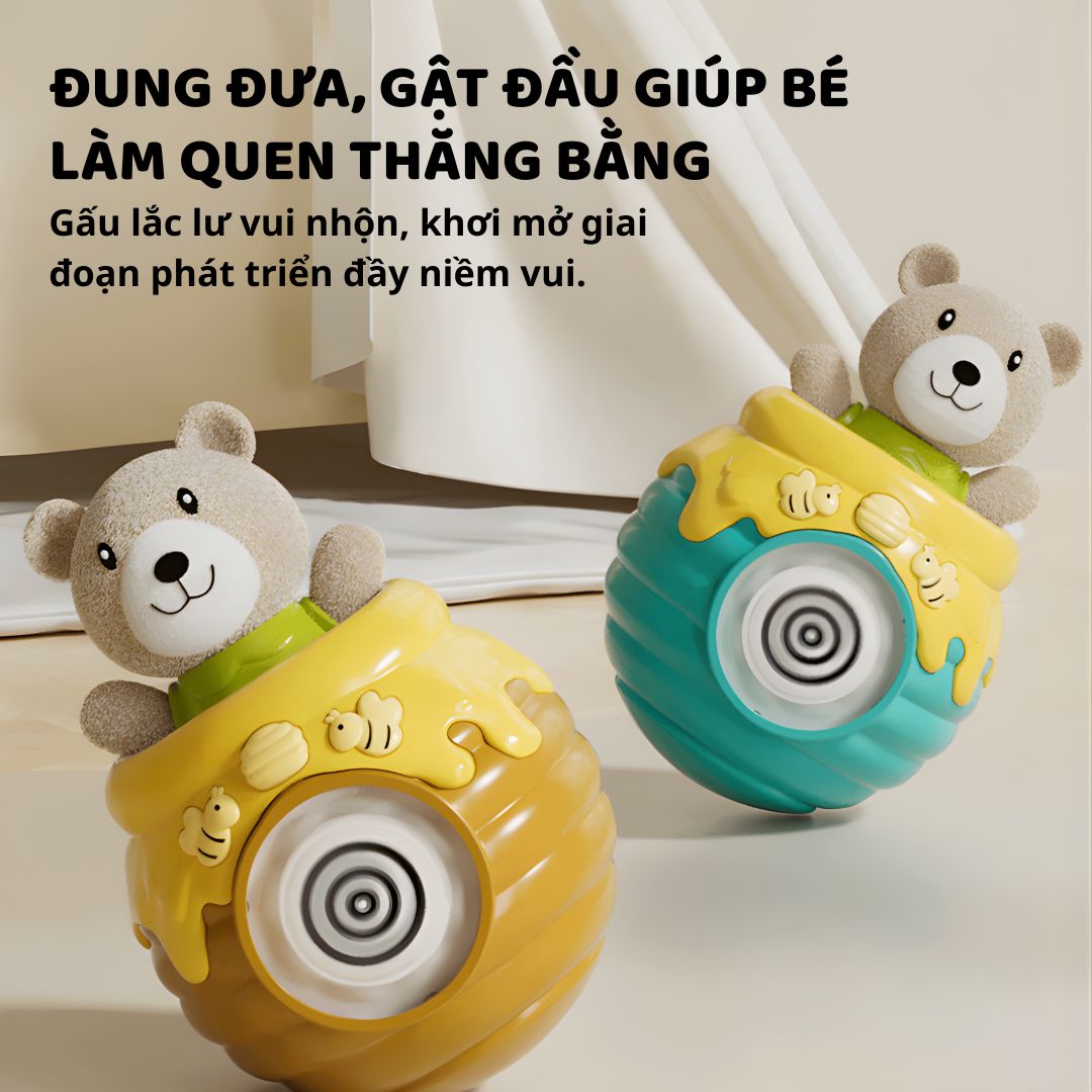 Lật Đật Hình Gấu Phát Nhạc Cho Bé Tập Bò Goodway Pop-up Bear- Màu Xanh 3m+