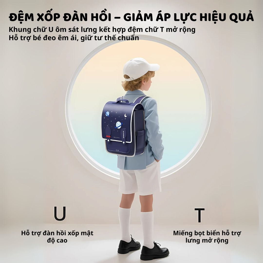 Balo Chống Gù Cho Bé Tiểu Học Zoyzoii Vintage Backpack B33 Vũ Trụ