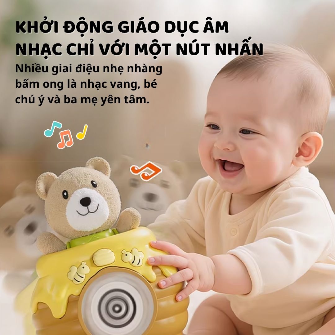 Lật Đật Hình Gấu Phát Nhạc Cho Bé Tập Bò Goodway Pop-up Bear- Màu Vàng 3m+