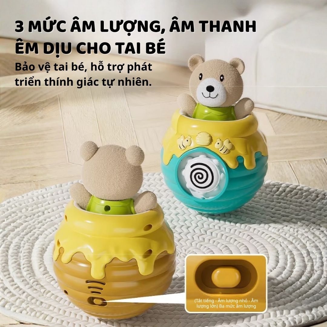 Lật Đật Hình Gấu Phát Nhạc Cho Bé Tập Bò Goodway Pop-up Bear- Màu Xanh 3m+