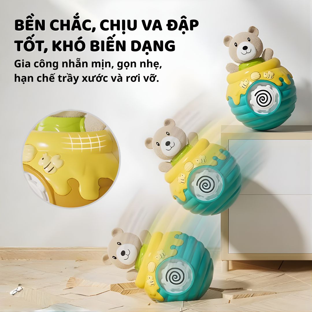 Lật Đật Hình Gấu Phát Nhạc Cho Bé Tập Bò Goodway Pop-up Bear- Màu Vàng 3m+