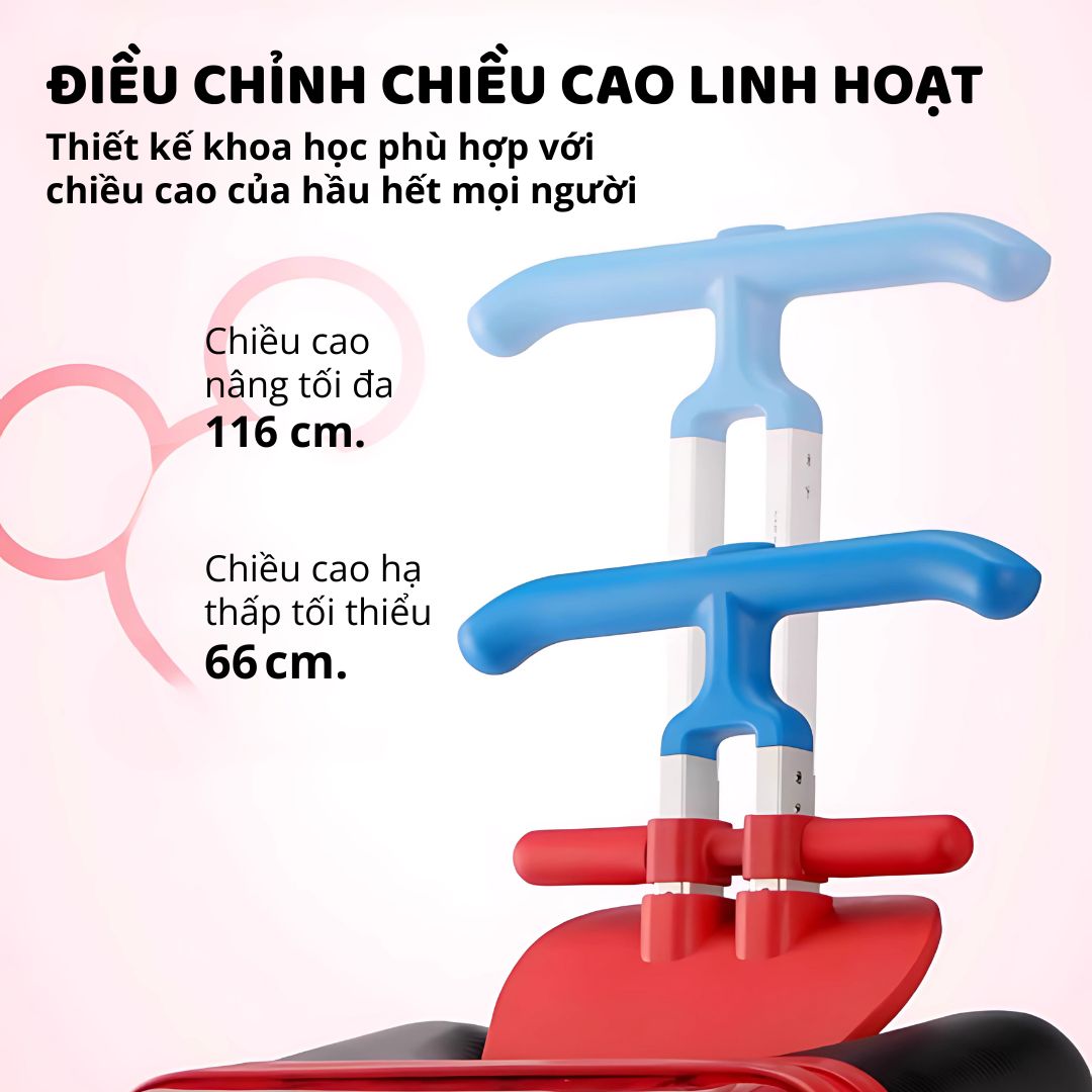 Vali Cao Cấp Cho Bé Kèm Xe Kéo Đa Năng Chính Hãng Mesuca Disney Mickey 20 Inches