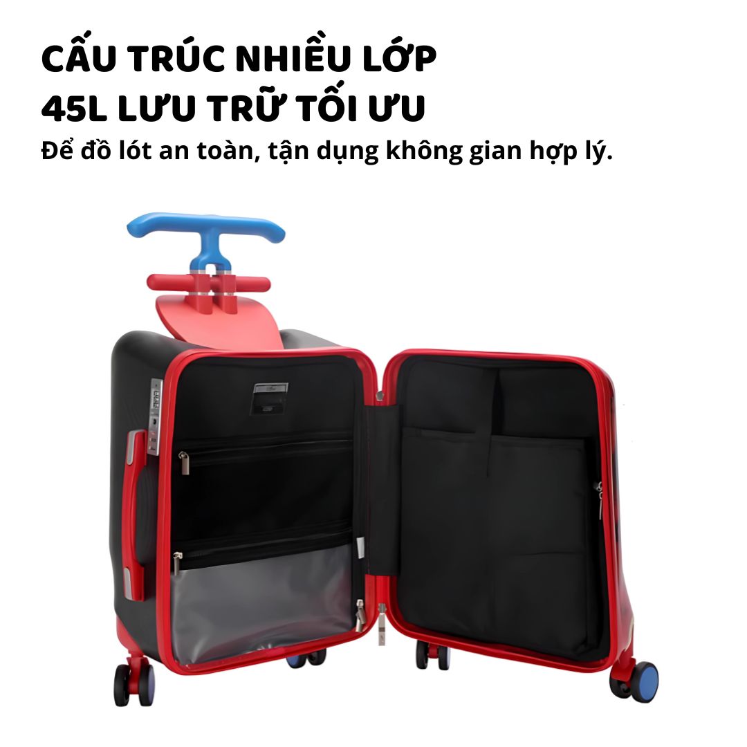 Vali Cao Cấp Cho Bé Kèm Xe Kéo Đa Năng Chính Hãng Mesuca Disney Mickey 20 Inches