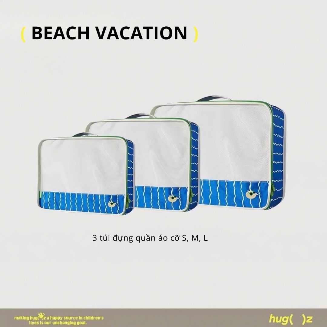 Combo 3 Túi Đựng Đồ Du Lịch Gấp Gọn Hugz- Beach Vacation