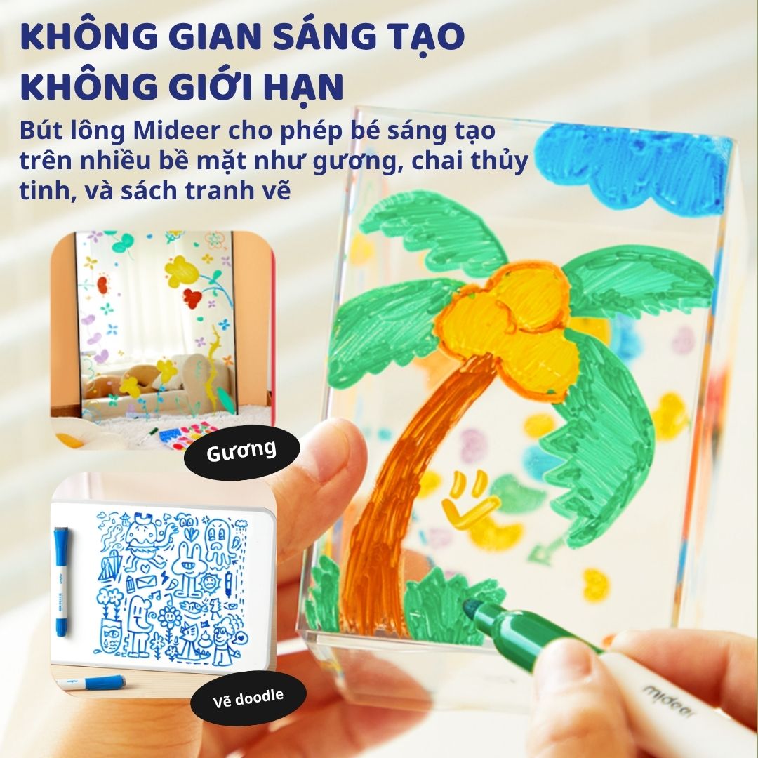 Bút Lông Viết Bảng Trắng 8 Màu Mideer Little Artist Whiteboard Marker