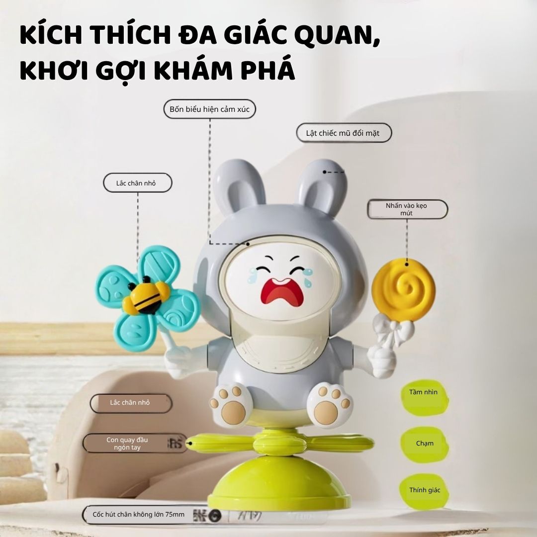 Đồ Chơi Thỏ Nhảy Múa Thay Đổi Biểu Cảm Goodway Rabbit- Màu Xám 3m+