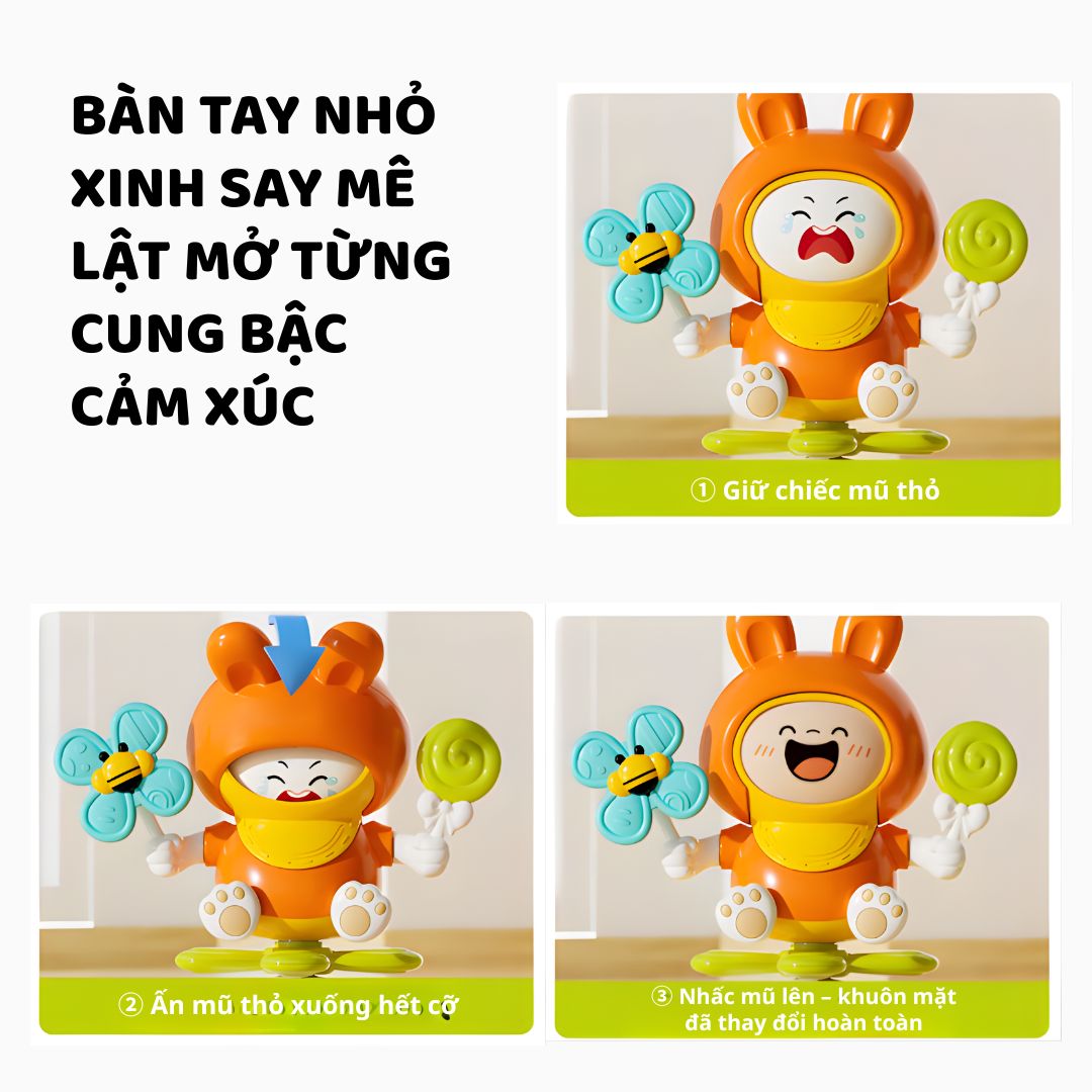 Đồ Chơi Thỏ Nhảy Múa Thay Đổi Biểu Cảm Goodway Rabbit- Màu Cam 3m+