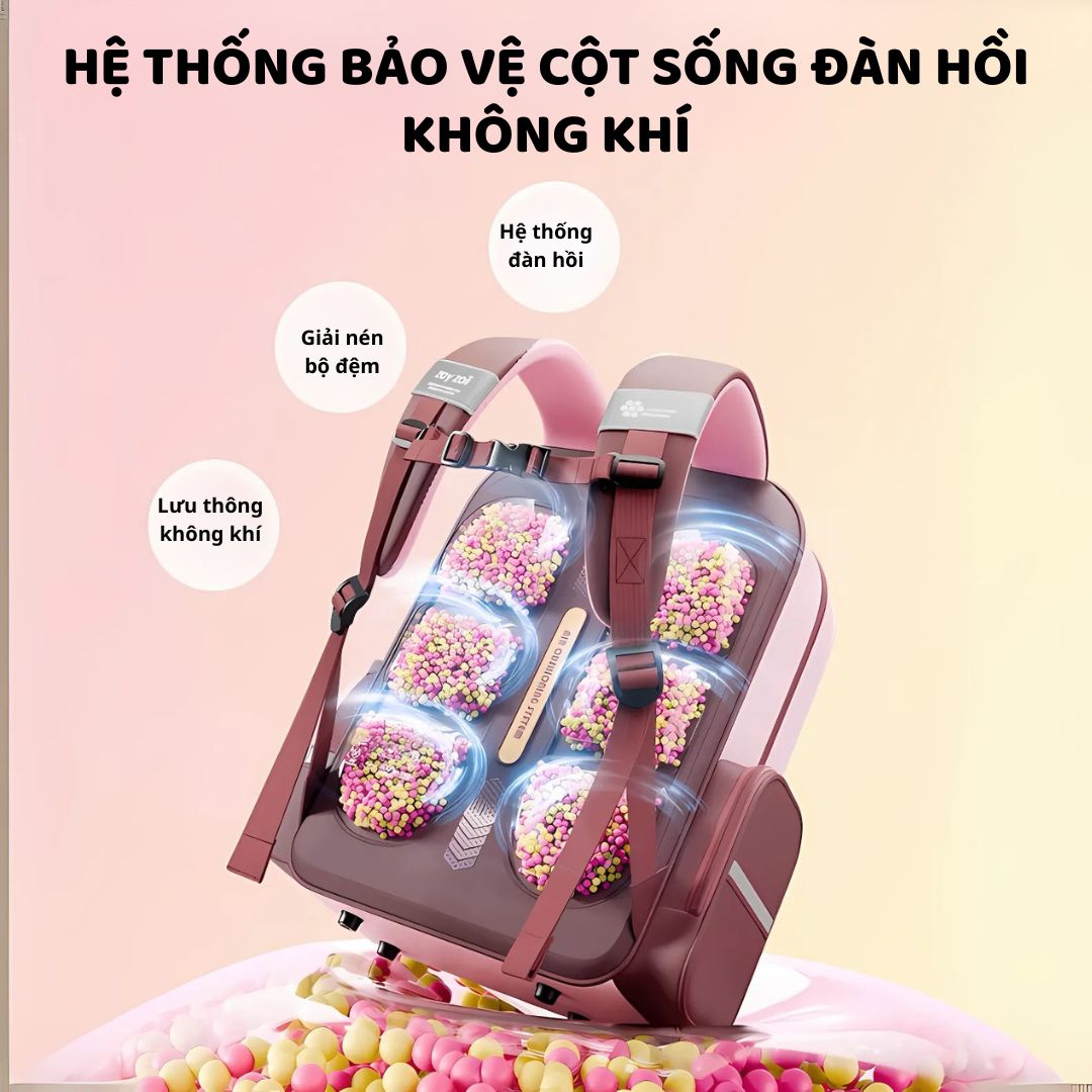Balo Chống Gù Cho Bé Tiểu Học Zoyzoii Air Elastic Backpack B88-A Màu Hồng