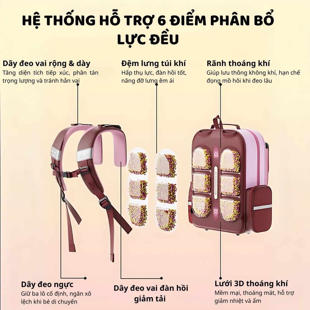 Balo Chống Gù Cho Bé Tiểu Học Zoyzoii Air Elastic Backpack B88-A Màu Vàng