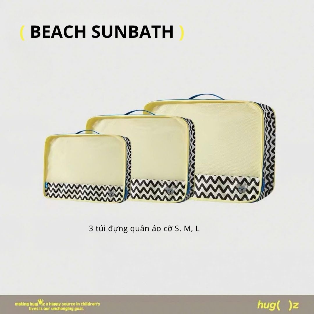 Combo 3 Túi Đựng Đồ Du Lịch Gấp Gọn Hugz- Beach Sunbath