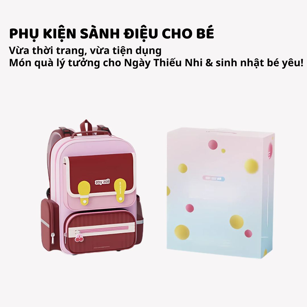 Balo Chống Gù Cho Bé Tiểu Học Zoyzoii Air Elastic Backpack B88-A Màu Hồng
