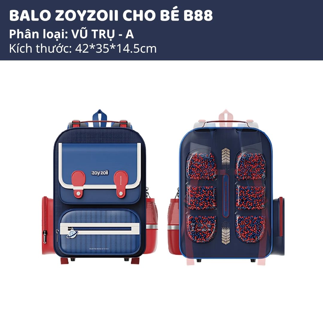 Balo Chống Gù Cho Bé Tiểu Học Zoyzoii Air Elastic Backpack B88-A Màu Xanh