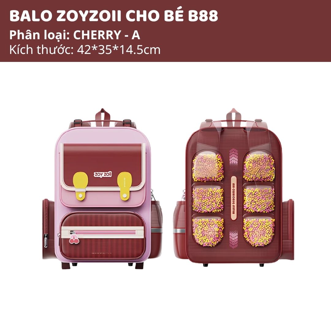 Balo Chống Gù Cho Bé Tiểu Học Zoyzoii Air Elastic Backpack B88-A Màu Hồng
