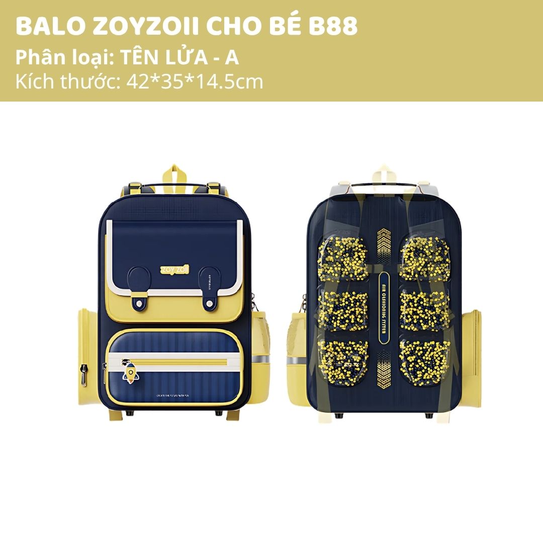 Balo Chống Gù Cho Bé Tiểu Học Zoyzoii Air Elastic Backpack B88-A Màu Vàng