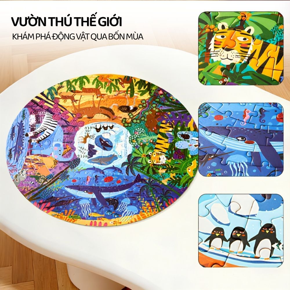 Đồ Chơi Ghép Hình Khu Rừng 150 Mảnh Mideer Round Puzzle 5+