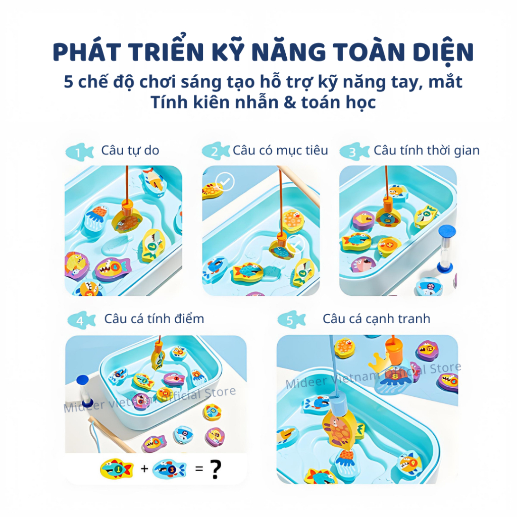 Đồ Chơi Câu Cá Nam Châm Bằng Gỗ Cho Bé Mideer Magnetic Fishing Toy 3+