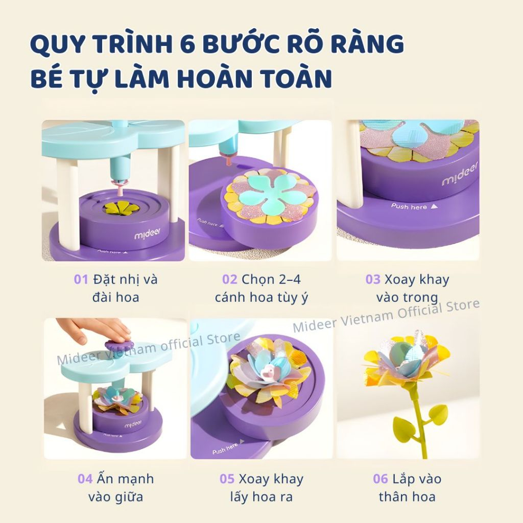 Đồ Chơi Thủ Công Làm Hoa Giấy Mideer Click & Bloom Florist 3+