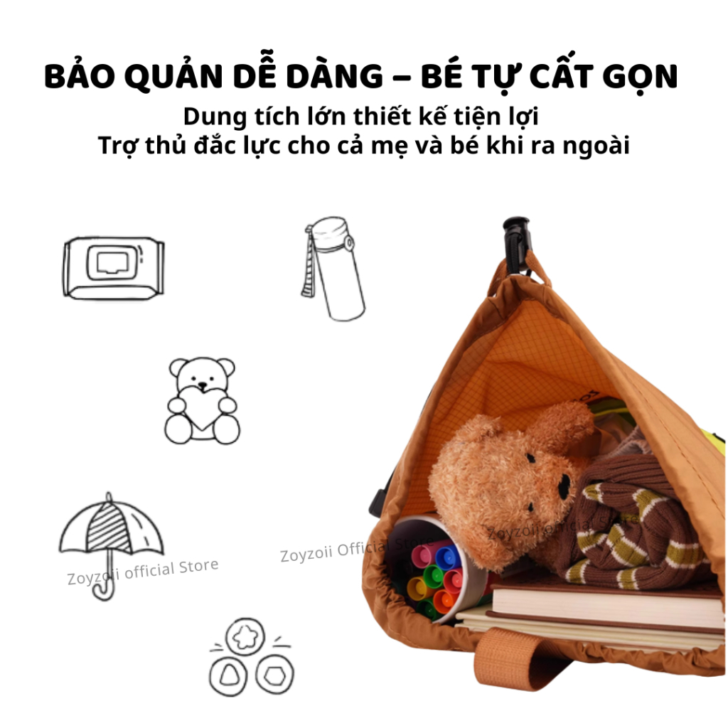 Balo Du Lịch Cho Bé Zoyzoii B36 Outdoor Drawstring- Cây Nấm