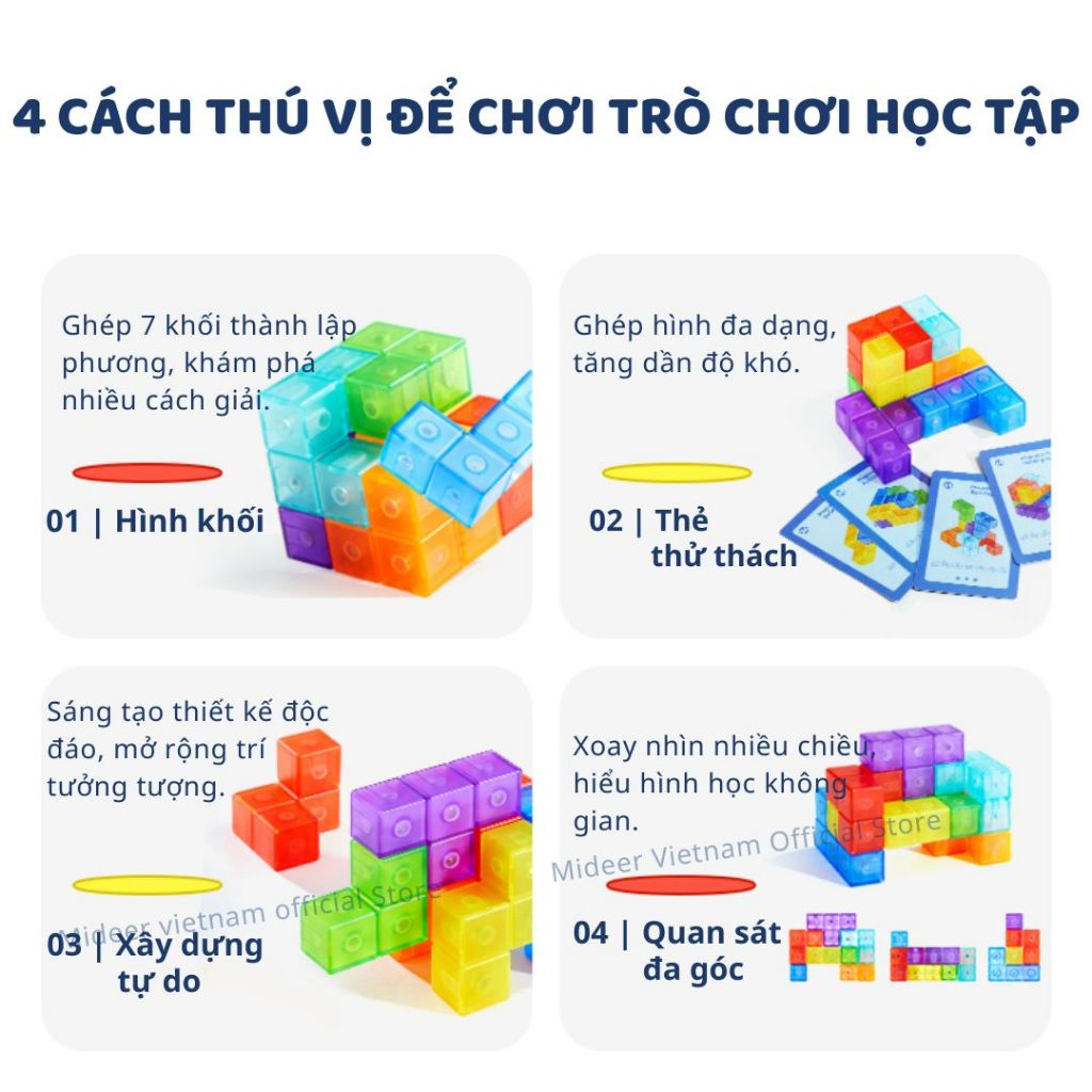 Đồ Chơi Khối Nam Châm Từ Tính Cho Bé Mideer Magnetic Cube Building Blocks 3+