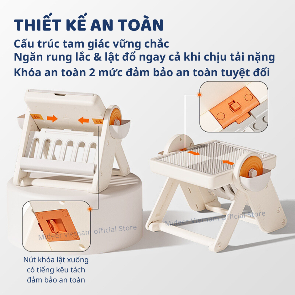 Bàn Gấp Gọn Đa Năng Ghế Ngồi Cho Bé Mideer Multifunctional Block Table 3+