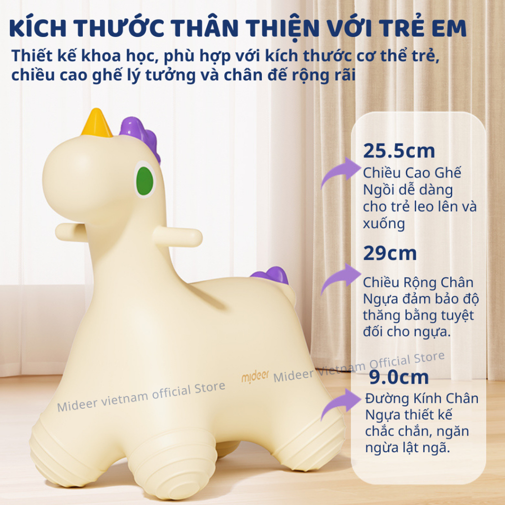 Thú Nhún Bơm Hơi Cho Bé Màu Xanh Mideer Joy Bounce Jumper Pony 18m+