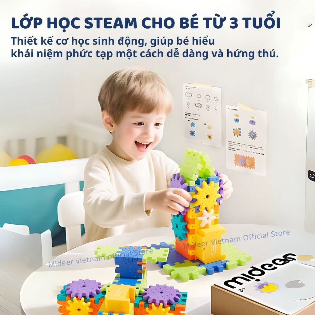 Đồ Chơi Lắp Ráp Mô Hình Động Cơ Bánh Răng Mideer Electrogear Block Set 3+
