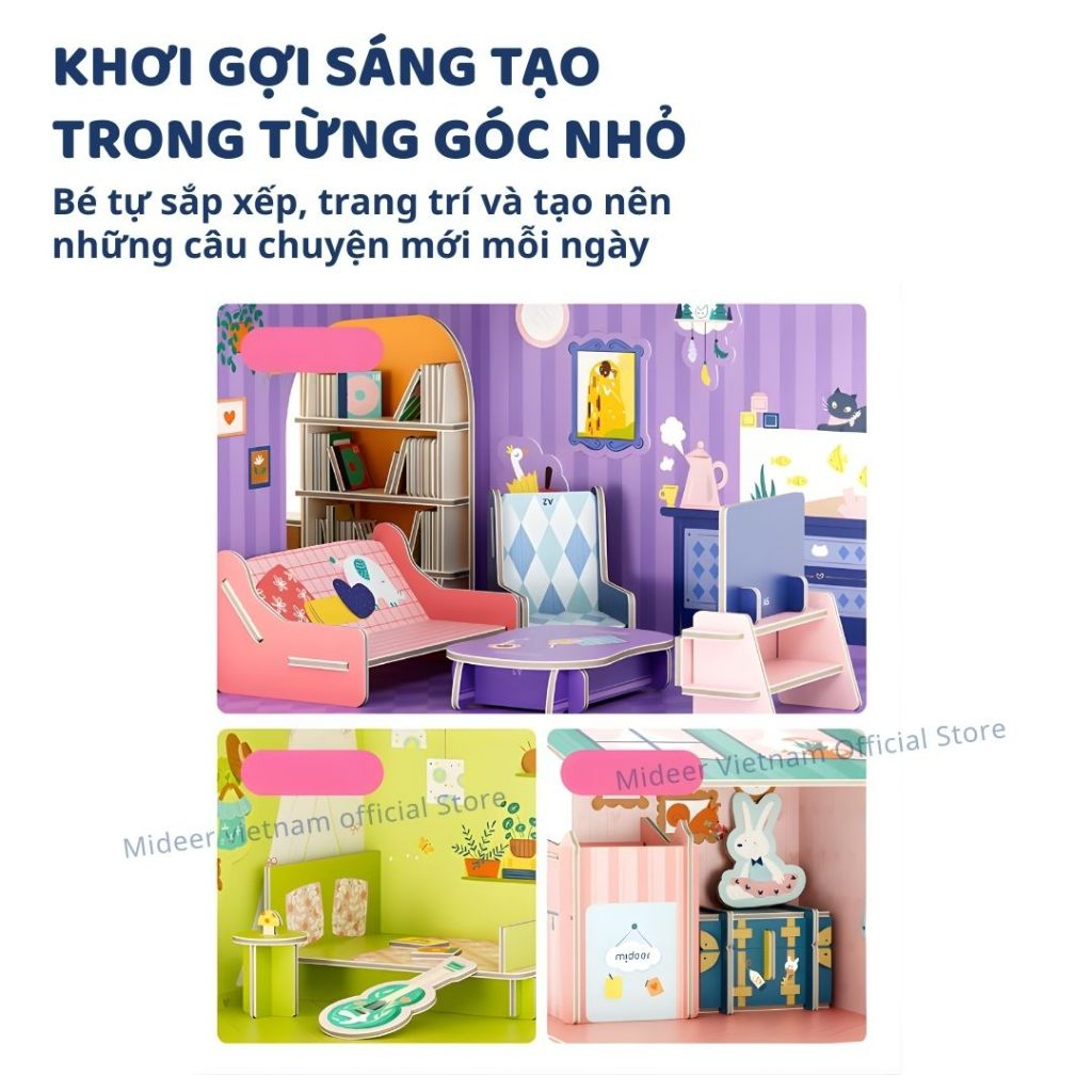 Đồ Chơi Lắp Ráp Mô Hình Nhà Búp Bê Mideer Creative Villa 6+