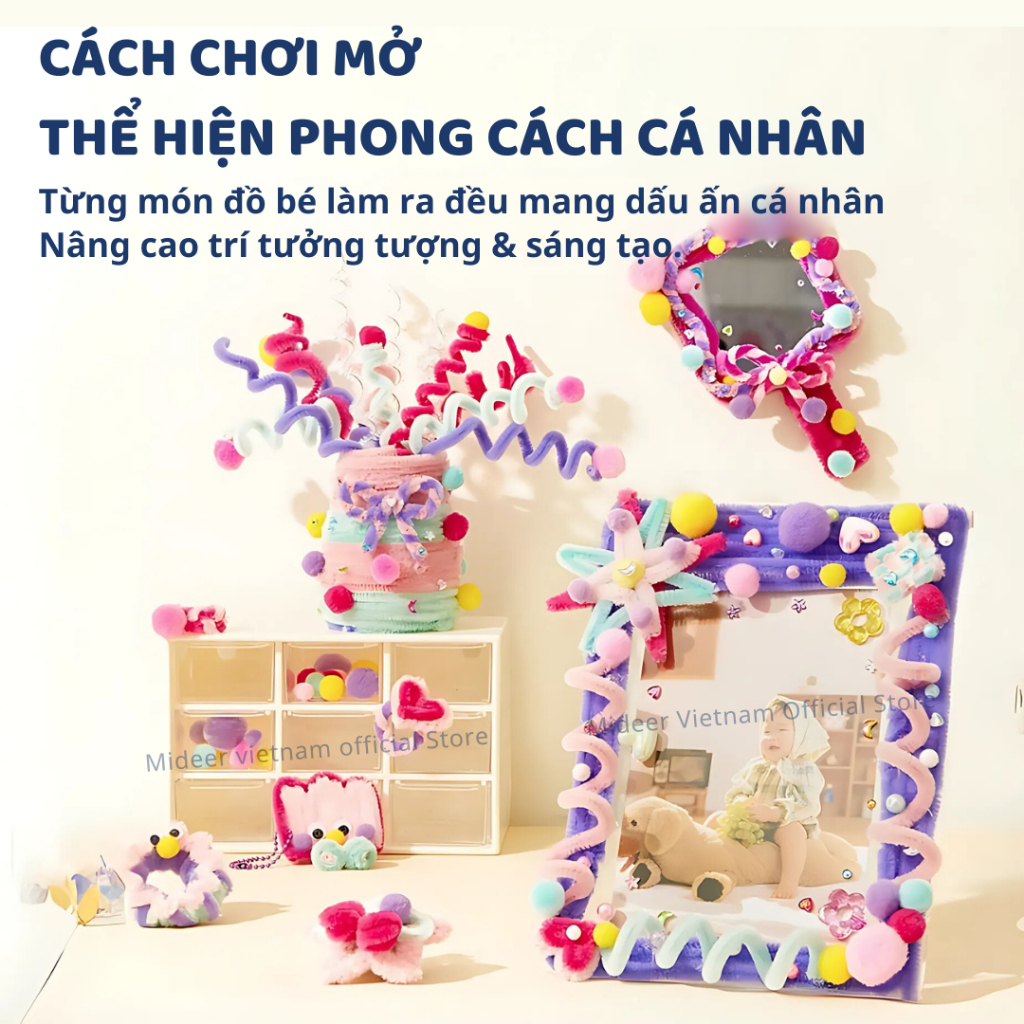 Đồ Chơi Thủ Công Kẽm Nhung Làm Kẹp Tóc Mideer Chenille Stem Craft 8+
