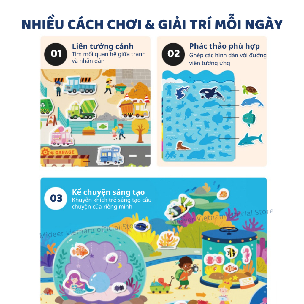Đồ Chơi Sticker Dán Dùng Nhiều Lần Mideer Reusable Jelly Sticker Set- Incredible Aquarium 3+