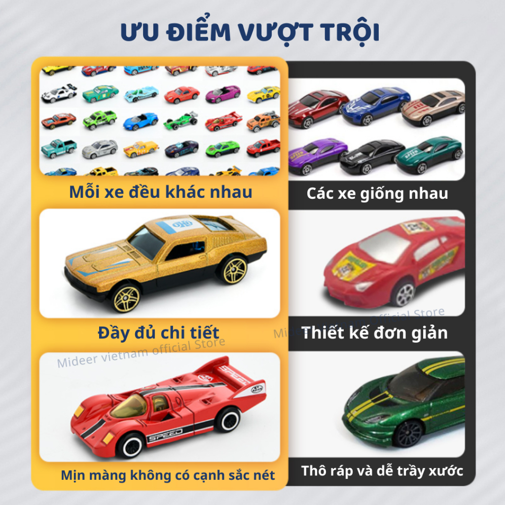 Đồ Chơi Mô Hình Ô Tô Hợp Kim 30 Xe Mideer Alloy Racing Cars 3+