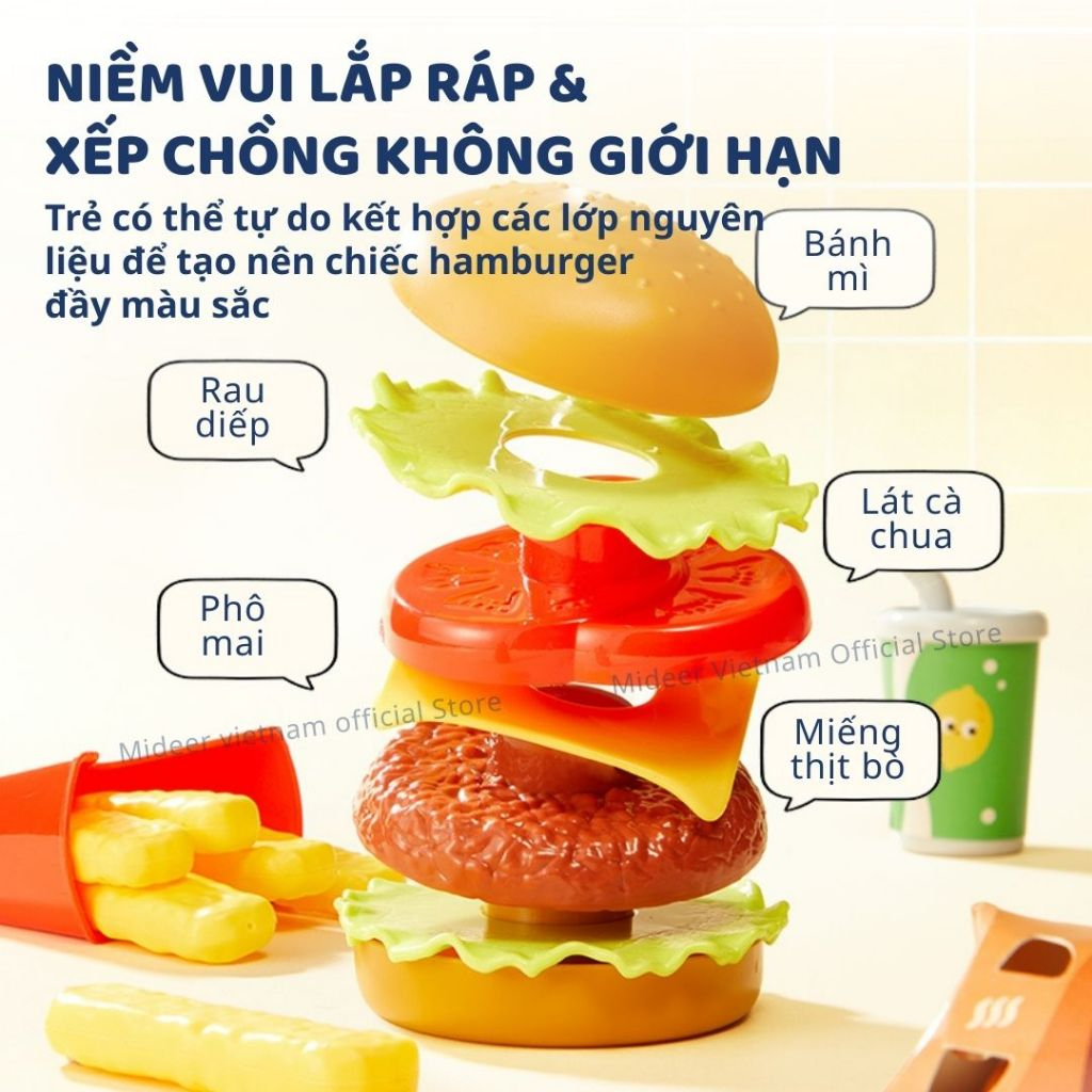 Đồ Chơi Nhập Vai Nấu Ăn Cho Bé Mideer Play Burger Combo 3+