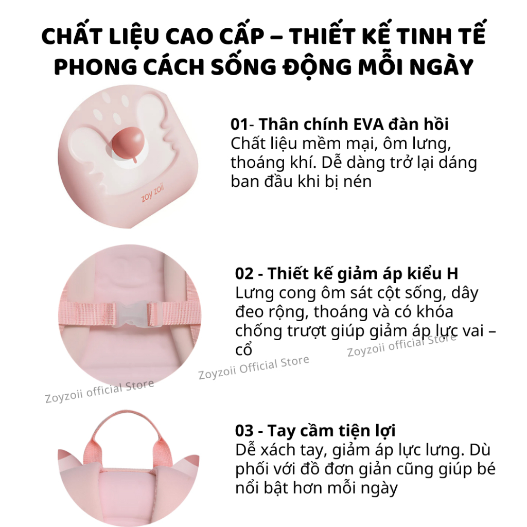 Balo Cho Bé Mầm Non Zoyzoii Animal Series School Bag B18- Thỏ Xám