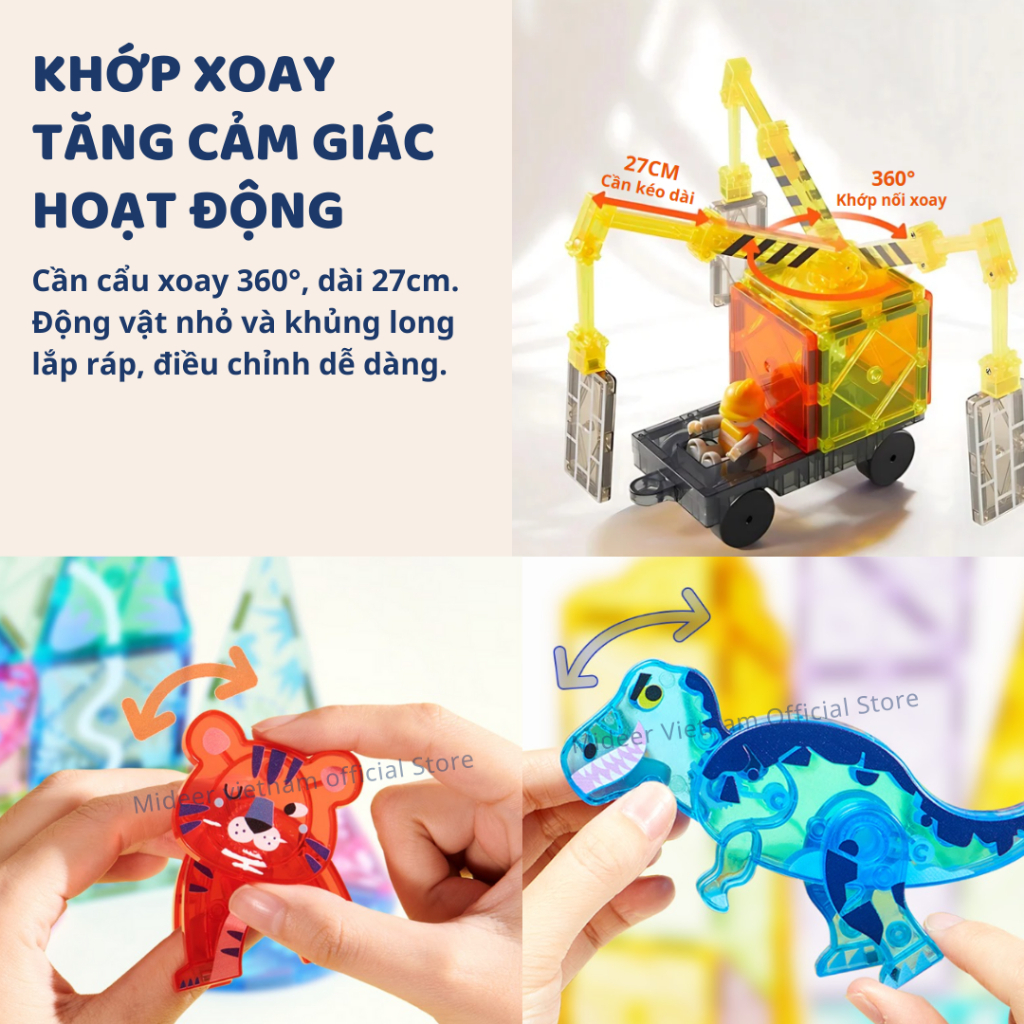Đồ Chơi Xếp Hình Nam Châm Công Trường Mideer Colorful Magnetic Tiles 33 Chi Tiết 3+