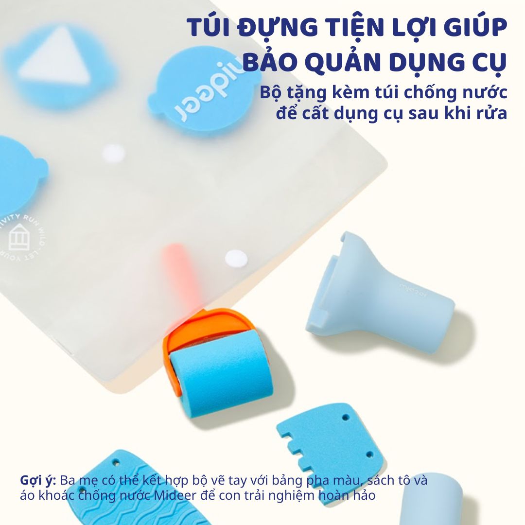 Bộ Dụng Cụ Vẽ Màu Nước Cho Bé Mideer Finger Painting Tools Set 3+