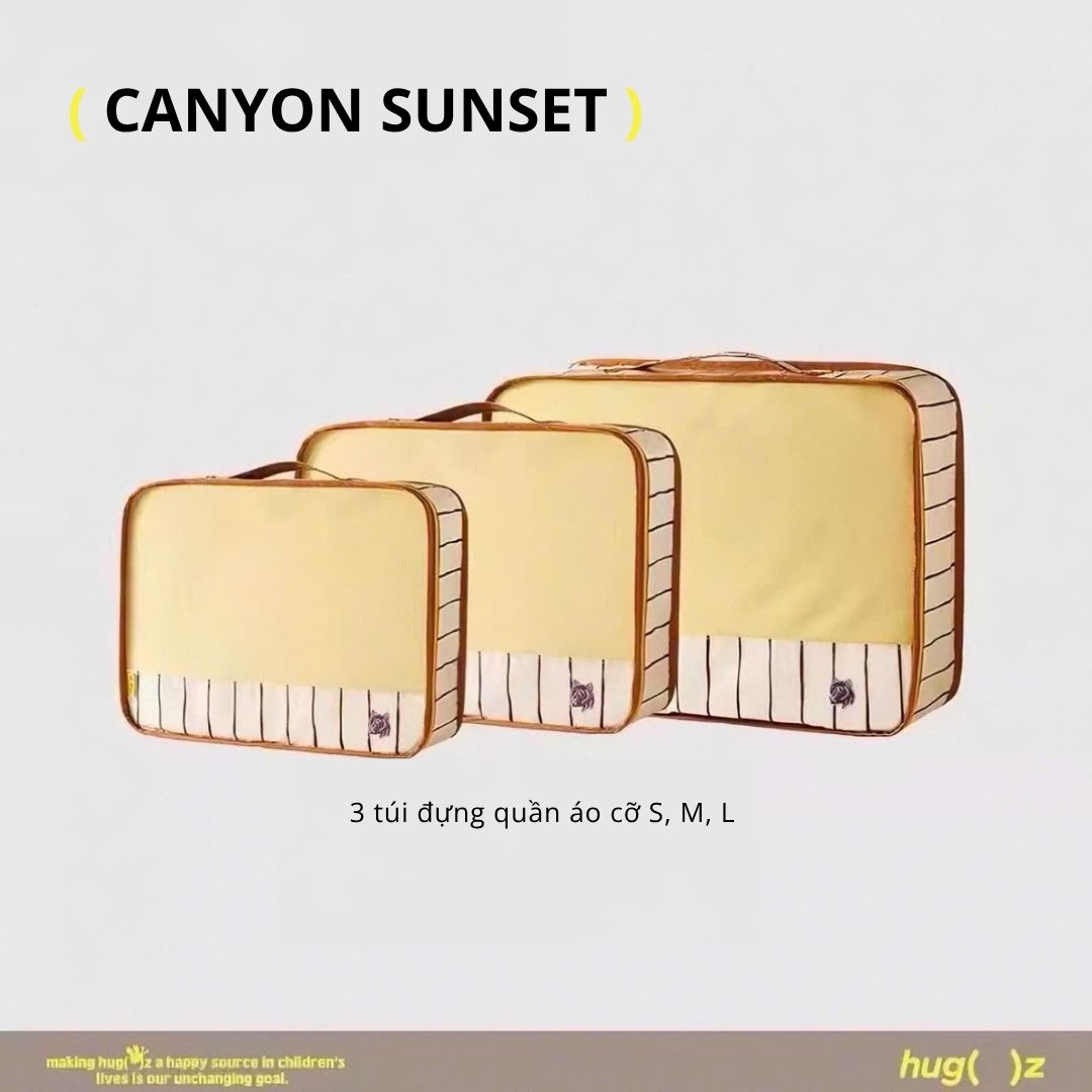 Combo 3 Túi Đựng Đồ Du Lịch Gấp Gọn Hugz- Canyon Sunset