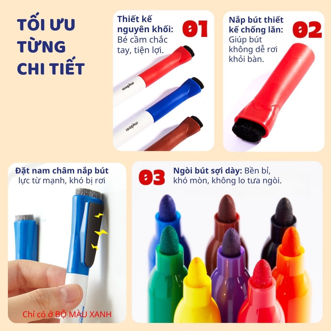 Bút Lông Viết Bảng Trắng 8 Màu Mideer Little Artist Whiteboard Marker