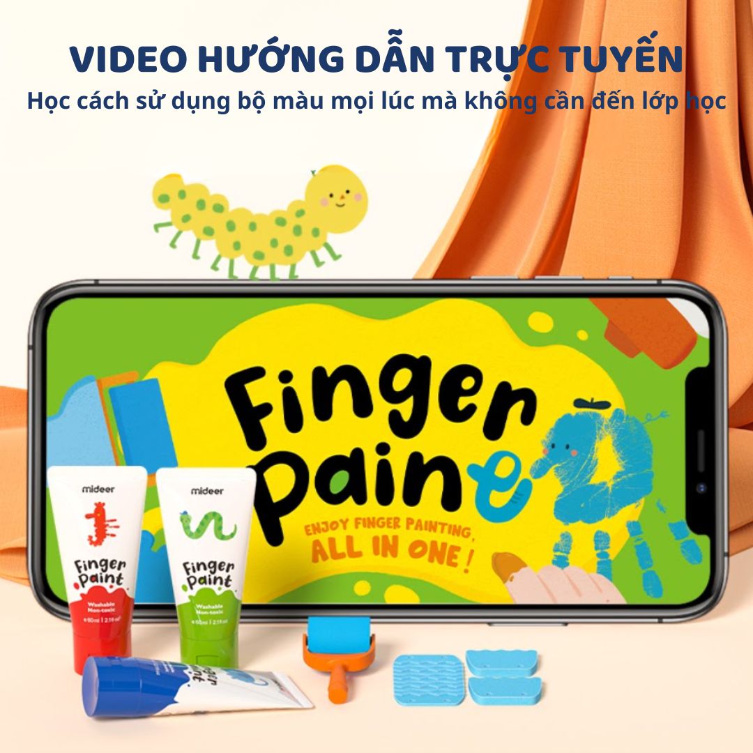 Màu Vẽ Tay Kèm Dụng Cụ 48 Chi Tiết Mideer Finger Paint Set 3+