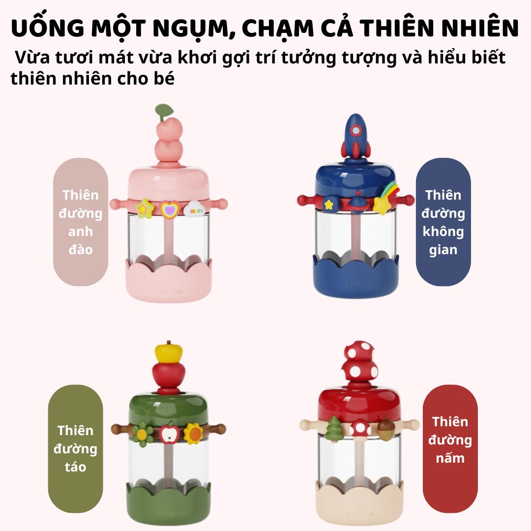 Bình Nước Tritan Cao Cấp Cho Bé Zoyzoii Nature Paradise Cup E6- Green