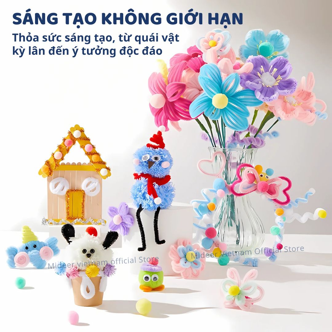 Đồ Chơi Thủ Công Kẽm Nhung Làm Hoa Mideer All-in-One Handicraft Kit 8+