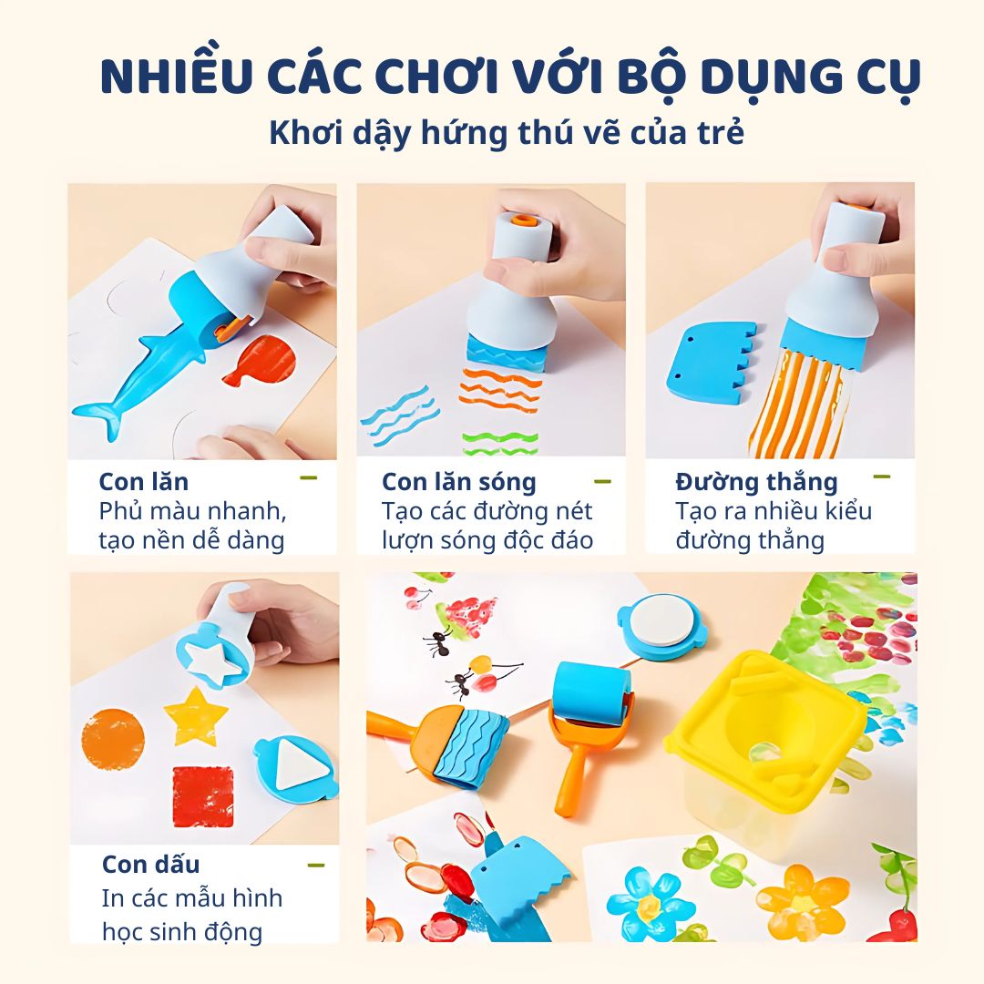 Màu Vẽ Tay Kèm Dụng Cụ 48 Chi Tiết Mideer Finger Paint Set 3+