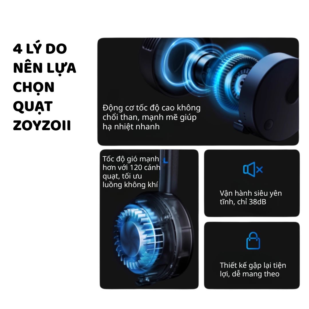 Quạt Đeo Cổ Cho Bé Zoyzoii Series Portable Neck Fan F8- Bò Sữa
