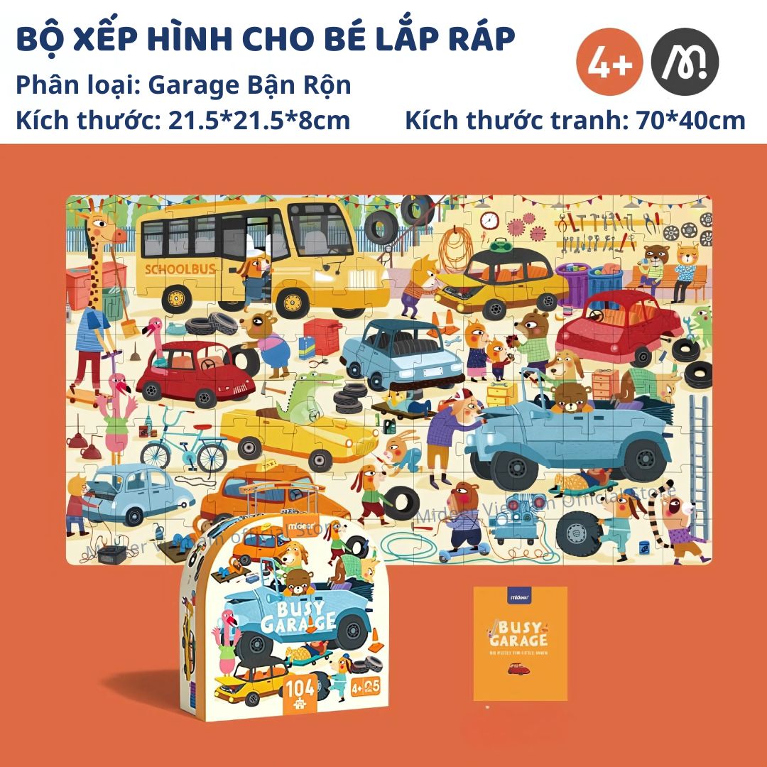 Đồ Chơi Xếp Hình Ô Tô 104 Mảnh Mideer Vali Gift Box Puzzle 4+