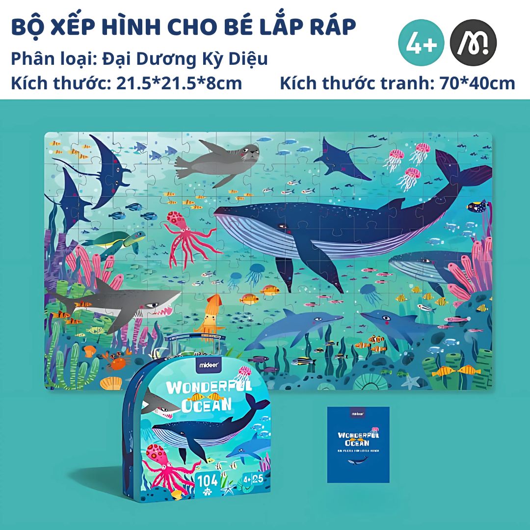 Đồ Chơi Xếp Hình Đại Dương 104 Mảnh Mideer Vali Gift Box Puzzle 4+