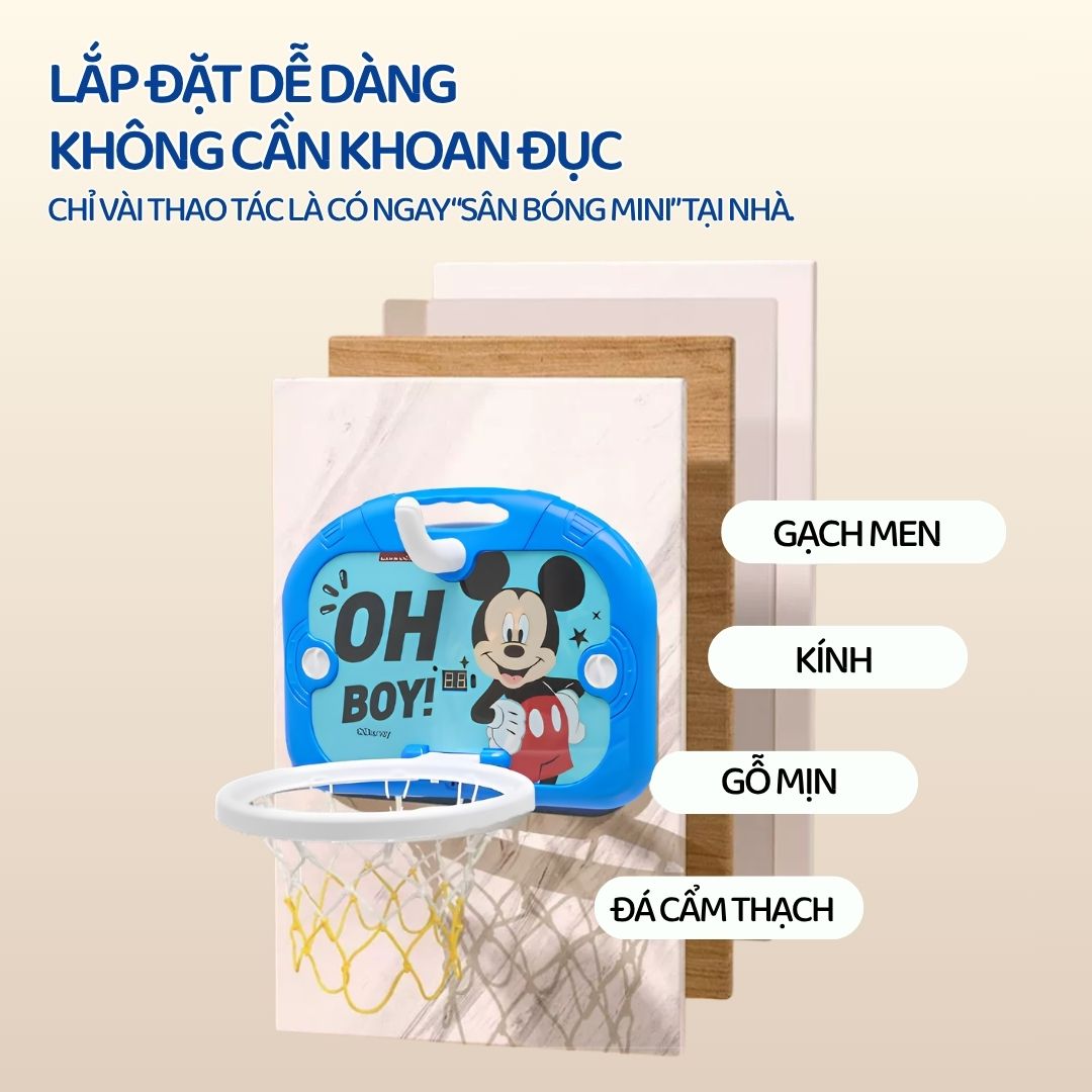 Bóng Rổ Treo Tường Cho Bé Chính Hãng Mesuca Marval Disney- Mickey 3+