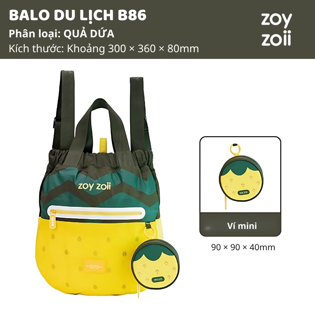 Balo Du Lịch Cho Bé Zoyzoii Outdoor Backpack B86- Pineapple